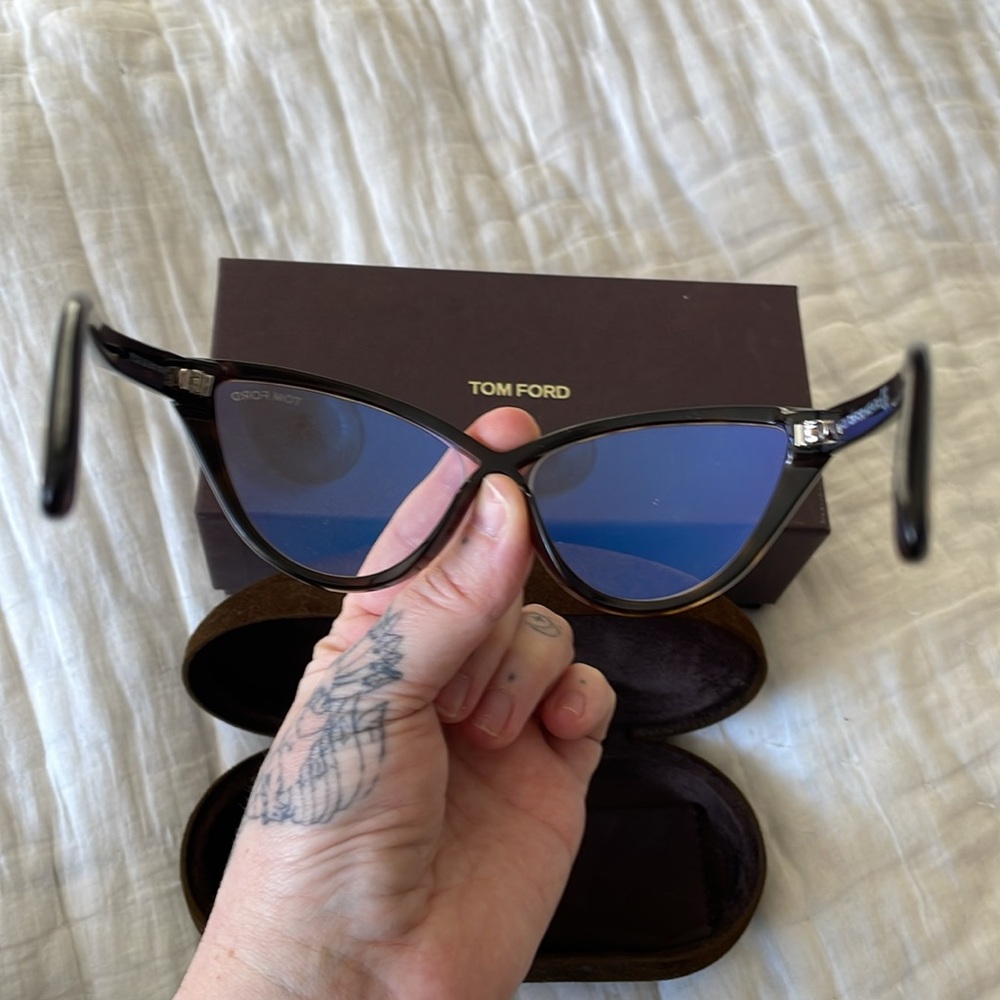 Tom Ford Full Presentation BNIB Cateye Blue Block glasses frames sunglasses - Picture 7 of 8